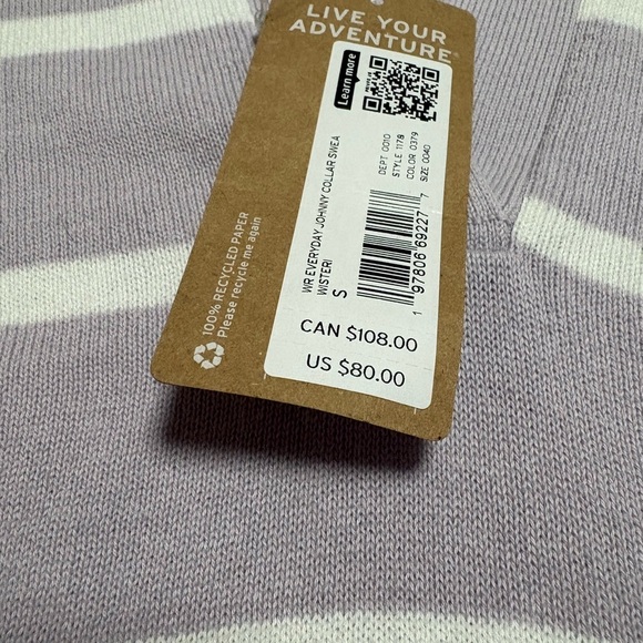 Eddie Bauer Women's Lavender and White V-Neck Sweater - Picture 3 of 4